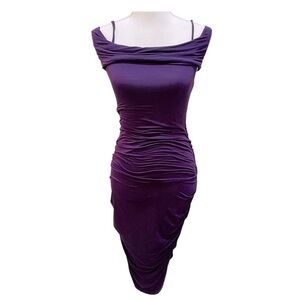 Theory Purple Cole Shoulder Jersey Knit Bodycon Dress Small